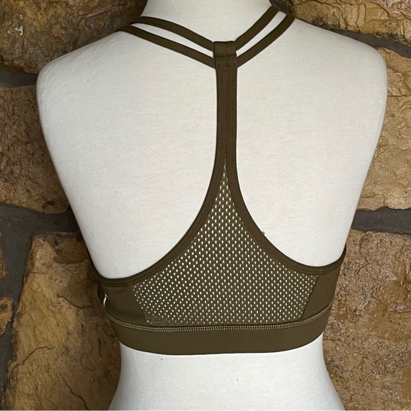 Like New!! Women's Zyia Active Olive Green Grid Sports Bra - Size Large - Picture 8 of 16
